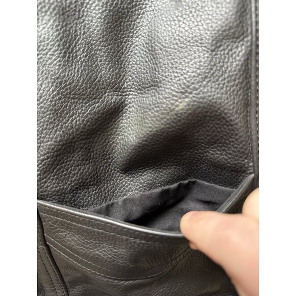 Highway 21 Leather Vest Mens Large Black Motorcycle Side Lace Streetwear Travel - Picture 6 of 13